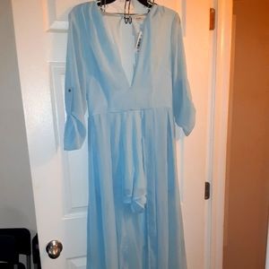 Large light blue Cotton/ Rayon blend jumpsuit w/ shorts